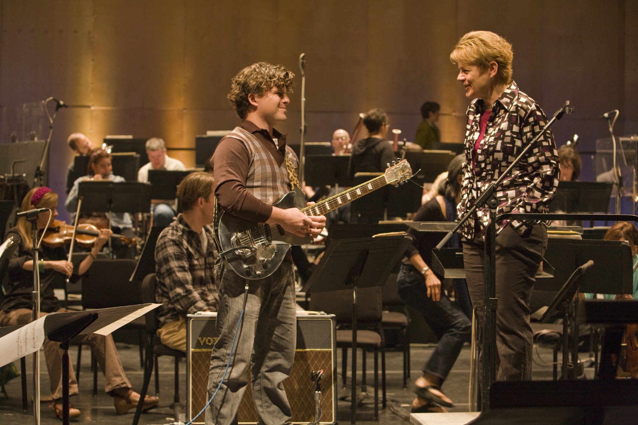 D. J. Sparr with Conductor Marin Alsop at the Cabrillo Festival | Photo Credit: RR Jones